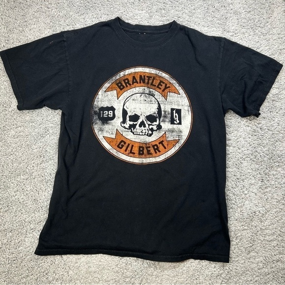 Brantley Gilbert Shirt Womens Large Hell on Wheels Graphic Tee Skull Country - Picture 1 of 5